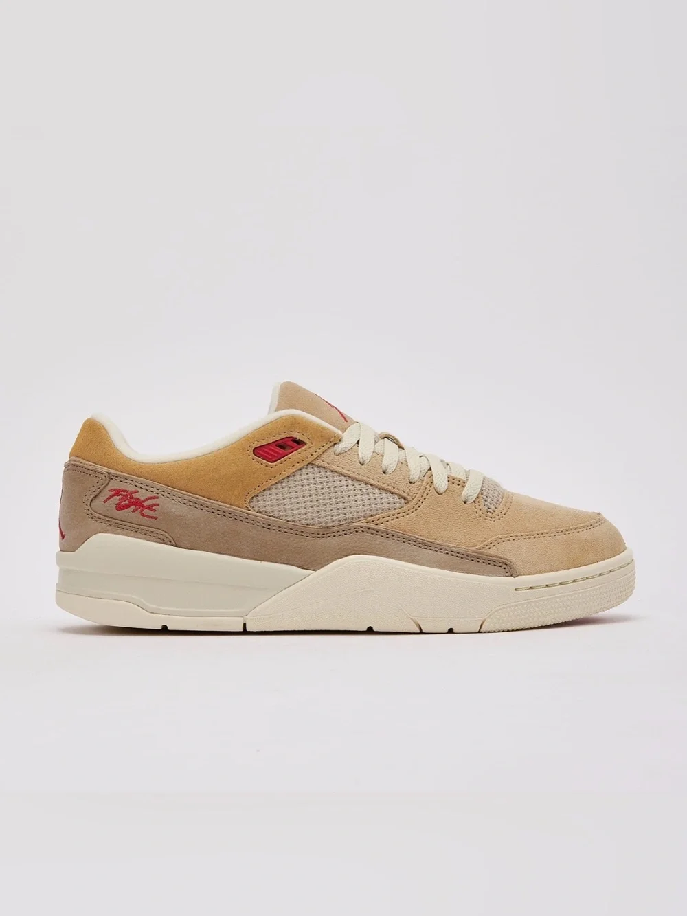 Jordan Low-Top Sneakers in Beige with Red Accents